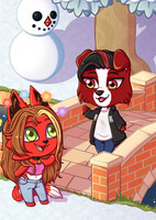 Felisha and Atomsol in Animal Crossing