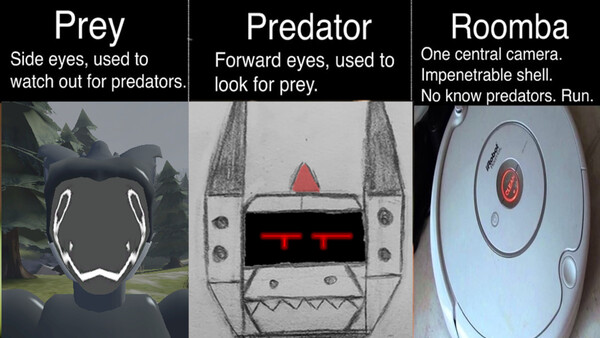 Protogen eyes are located on the side of their head. This