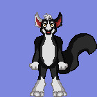 Pixel art of my friend's fursona Plati (Platinum Fox)