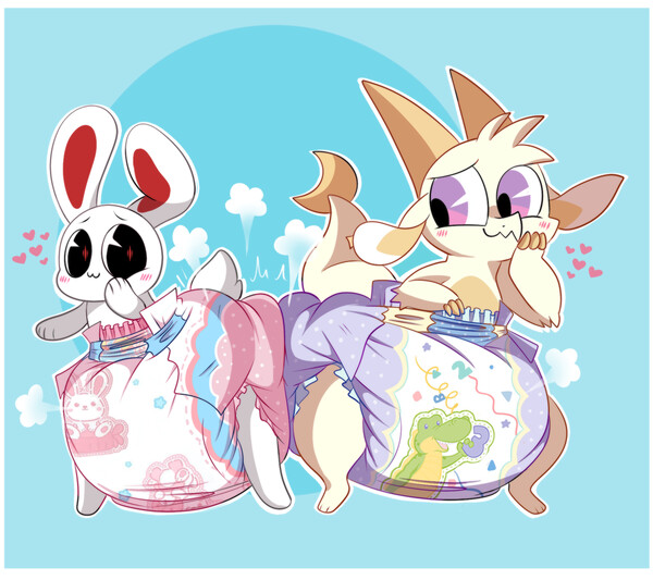 Diapered rainbow friends by Fire_Squid_cookie -- Fur Affinity [dot] net