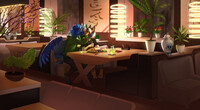 Kiss in a restaurant [Commission]