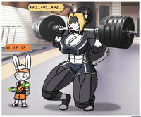 The husky manager's morning routine with midget bunny