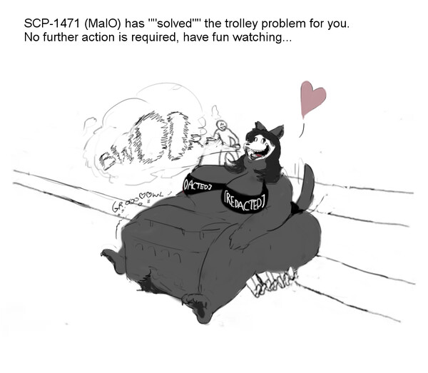 Trolley problem: SCP-1471 (MalO) edition by FluffyKangaroo -- Fur