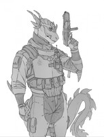 Michael in military gear