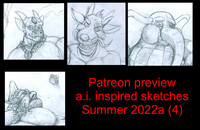 patreon preview sketches, a.i. inspired summer 2022