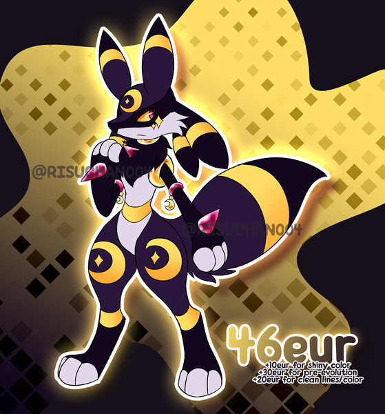 🐱 CLOSED - Lucario x Gatomon FUSION ADOPT by risuchan004 -- Fur