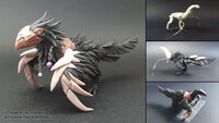 Anzu the Raven Lord WIP [polymer clay, 2020]
