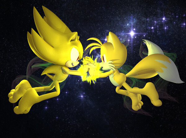 Super Sonic and Super Tails (Bare) by hker021 -- Fur Affinity [dot