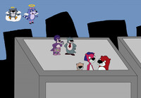 Peanut, Butter, and Jelly and there parrents on top of th...