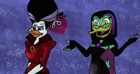 Magica De Spell giving Morgana Macawber a haircut