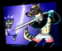 Sword training! 🐺⚔️🤖