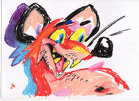 Oil pastel fox rat