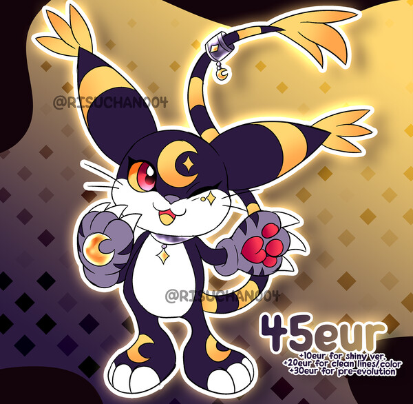 🐱 CLOSED - Lucario x Gatomon FUSION ADOPT by risuchan004 -- Fur