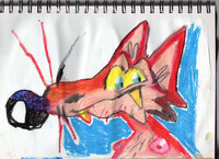 Oil pastel fox rat #2