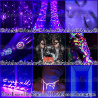 Neon body glow dog aesthetic moodboard