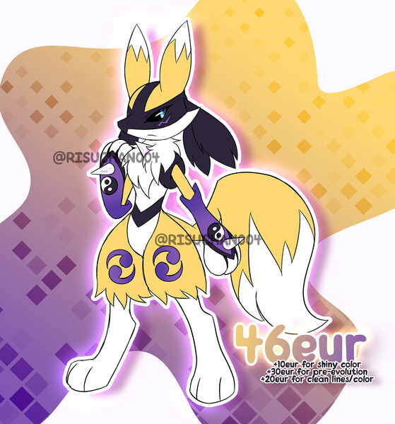 🐱 CLOSED - Lucario x Gatomon FUSION ADOPT by risuchan004 -- Fur