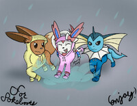 Eevee and Friends in the Rain