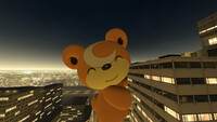 Teddiursa climbs a building