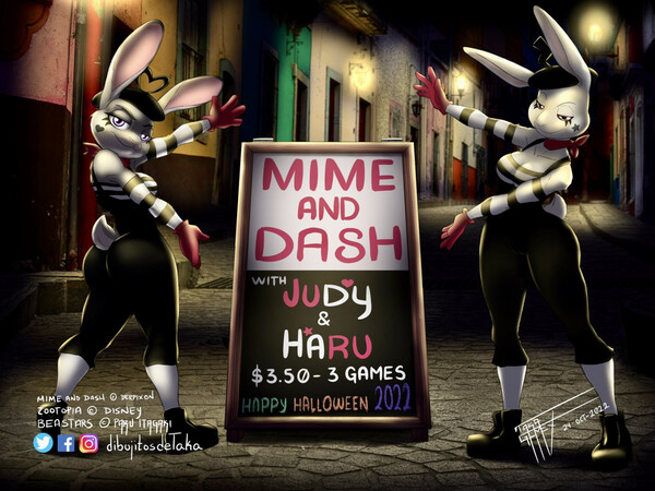 Judy and Haru Mime and Dash Halloween 2022 by TakaG -- Fur Affinity [dot]  net