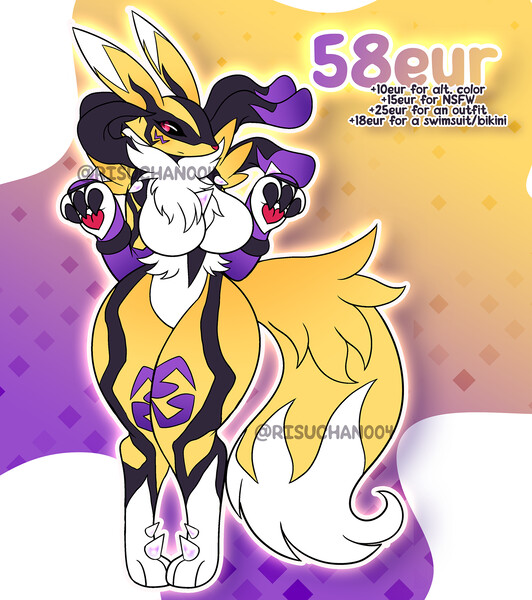 🐱 CLOSED - Lucario x Gatomon FUSION ADOPT by risuchan004 -- Fur