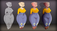 Stages of painting Miss Pig