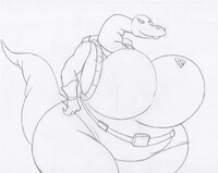 dinosaucers hyper thicc busty curvy Plesio sketch