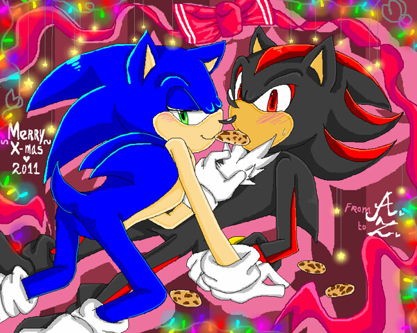 Christmas kiss: Sonadow by Talabromaltyalla on Newgrounds