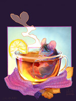 tea with lemon and pink scarf :3