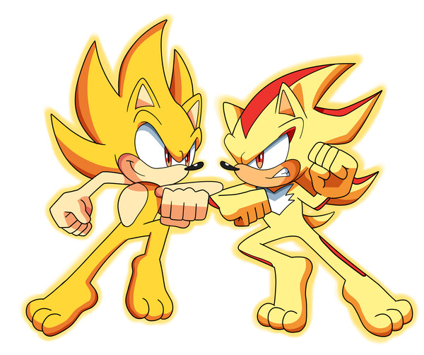 Super Sonic and Super Tails (Bare) by hker021 -- Fur Affinity [dot