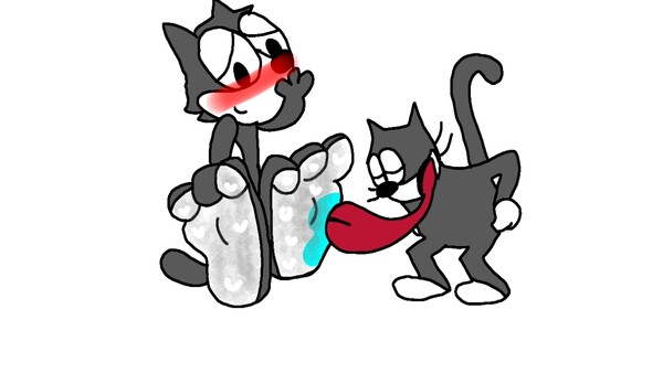 Julius the cat licks Felix the cat's soles (v2) by terrabug -- Fur 