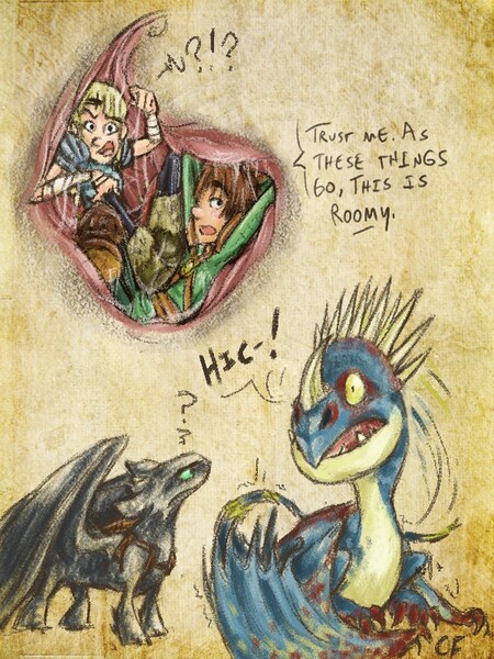 -. Hiccup, Toothless, and Deadly Nadder © Cressida Cowell, DreamWo...