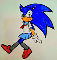Sonic in Sailor School Uniform