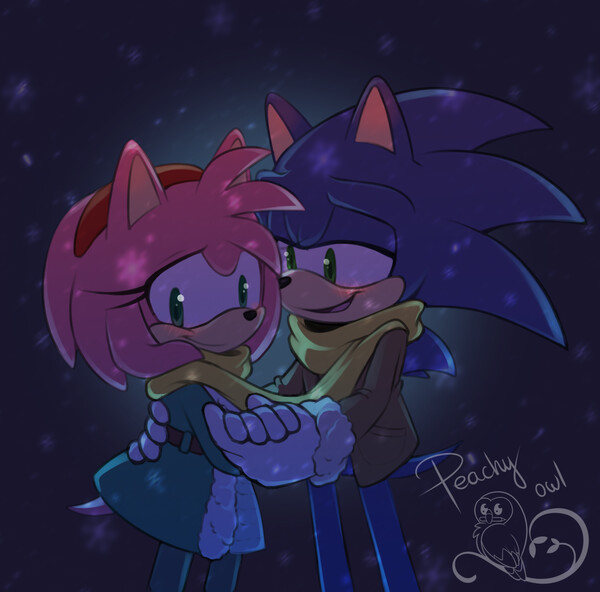 Sonic offers to hold Amy's hand (SonAmy fan art by me) : r