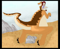 T-rex girl seeing her fully formed t-rex shard body
