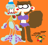 Plankton Channels His Inner Calvin Squidward+Sandy Kiss