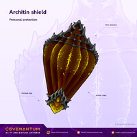 Biopunk shield. Weapon. Concept art.