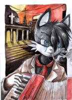 Commission - Fox with accordion
