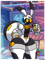 Bunnybot drinking battery juice