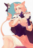 neko girl with a flute