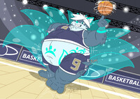 Nine-Ghost-Tailed-Kitsune - On the basketball court