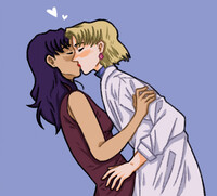 Misato and Ritsuko Kiss