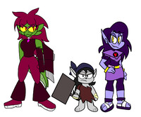 Izzy, Momo, and Terra drawn in Various Styles