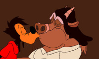 Hugo the gargoyle kissing max goofs