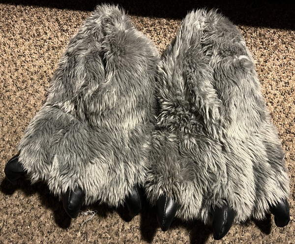 Wolf store fur slippers