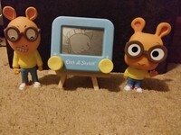 Arthur Vinyl Figures with Arthur Fist MEME Etch-A-Sketch