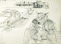 a waiting dog man