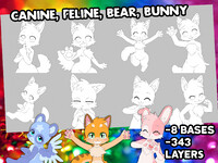 4+ Species Chibi Kemono Telegram Sticker Lineart Base Kit