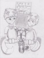 Sandy being petted by Jon and Ichigo (shaded)