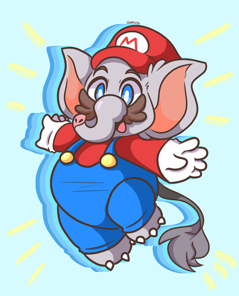 Elephant Mario In His Underwear by MWToonGamer96 -- Fur Affinity [dot] net