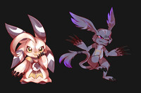 Comission sheet: lunamon and gazimon